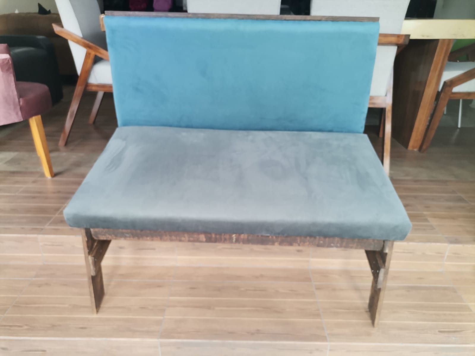 BANCA MODELO PRIMAVERA PARA TERRAZA O JARDIN TELA VERONA OCEAN RESPALDO Y VERONA DARK GREY ASIENTO  